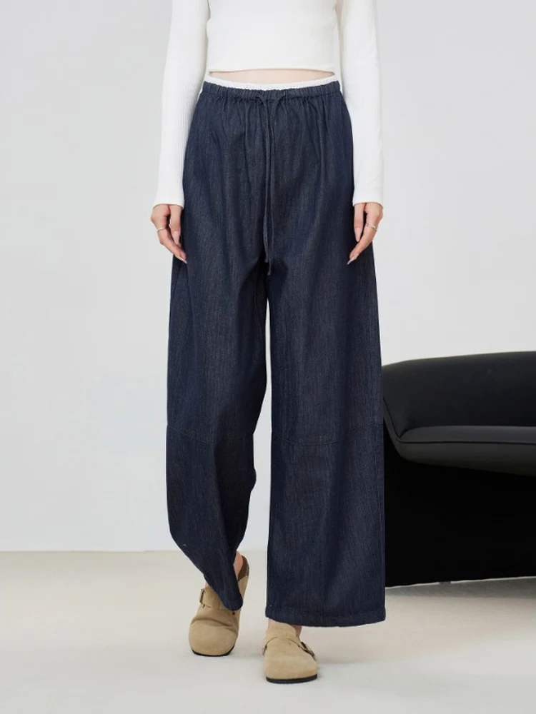 임산부용 청바지 봄 가을 루즈핏 와이드 레그 스트레이트 컷 노 서포트 벨리클로스 아우터웨어 캐주얼 팬츠