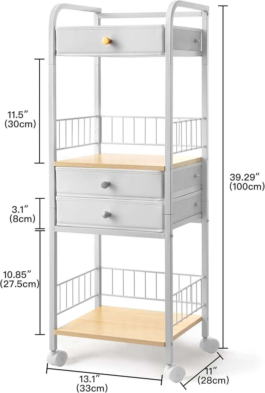 HBlife Floor Makeup Organizer Storage Cart, Make Up Organizers with Drawers, Vanity Cosmetics Display Cases Holder for Skincare 2