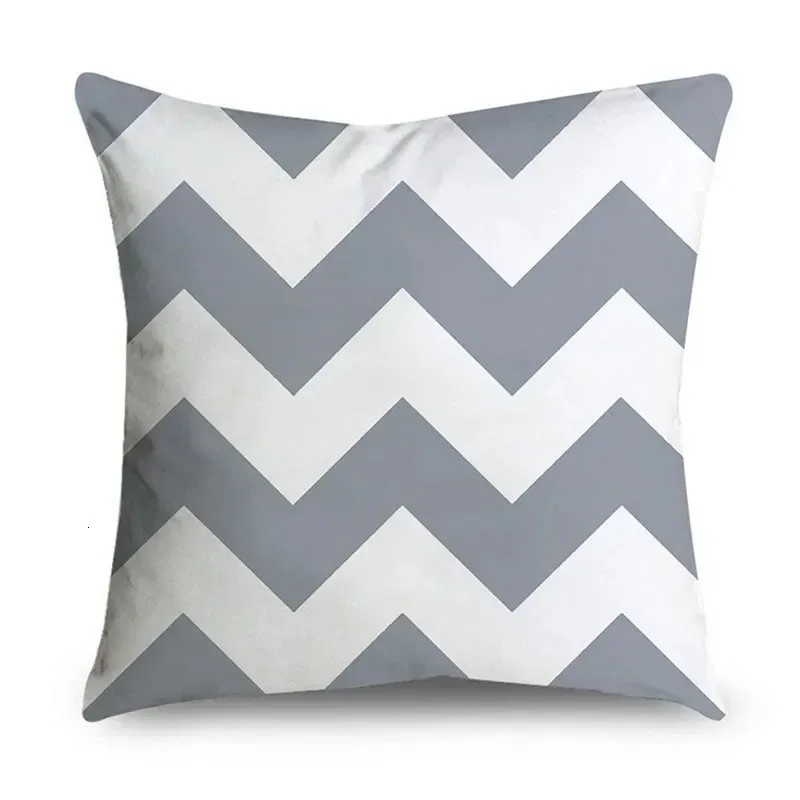 Grey Stripe Geometric Cushion Cover – Modern Sofa & Bedroom Pillow Cover 4