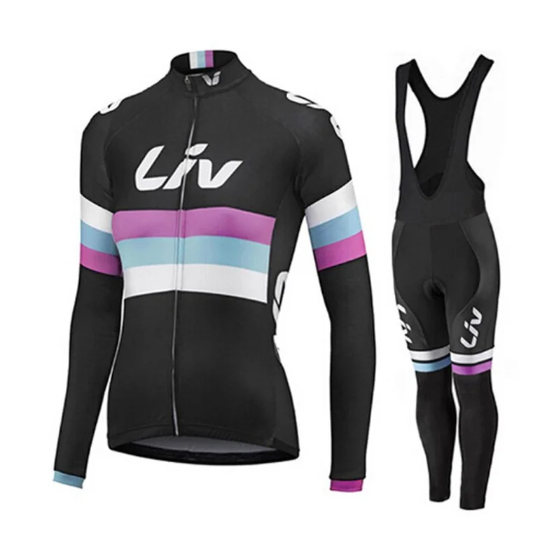 Liv 팀 여성용 사이클링 의류 저지 세트, Maillot 폴 스미스 유니폼, 긴 소매 통기성 슈트, 가을 패션