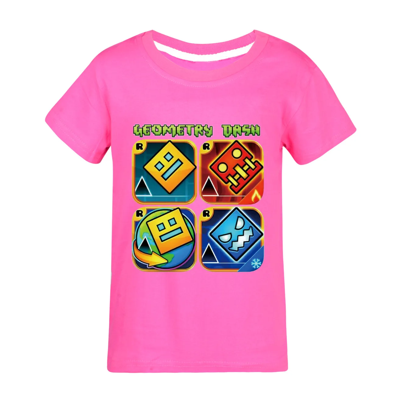 Kids Cartoon Harajuku Tops Tees Geometry Dash 3D Print T-shirt Summer Boys Girls O-neck Short Sleeve T Shirt Children Clothing 6