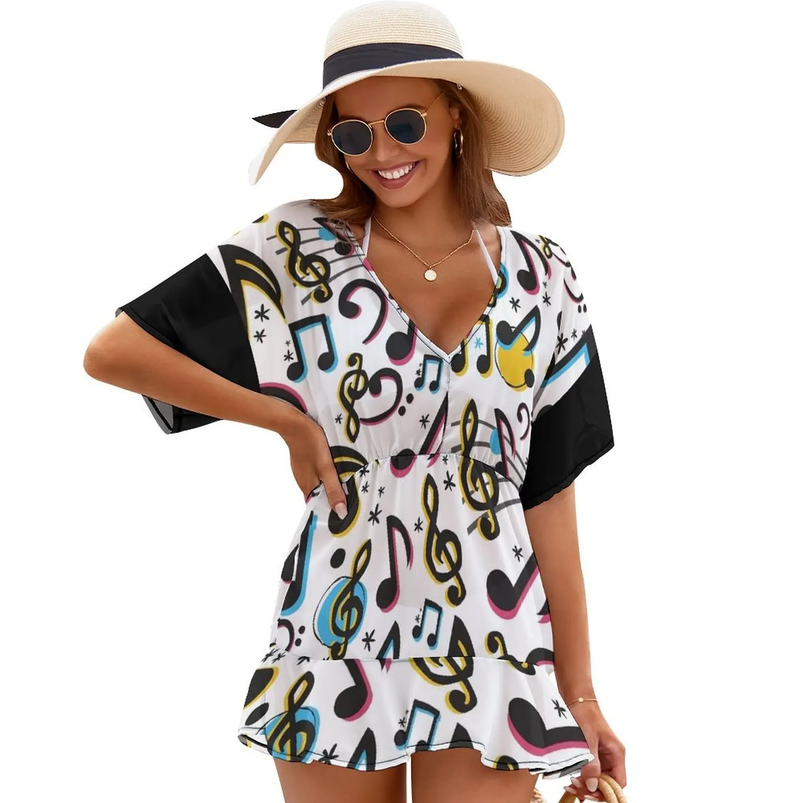

Colorful music notes pattern Cover Ups summer clothes for women Aesthetic clothing Summer women's clothing Prom gown