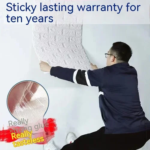 3D 소프트 폼 벽돌 벽지 스티커 롤, DIY 자체 접착, 거실 홈 주방 욕실 장식 벽지, 화이트 블루 5