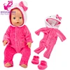 43cm Born New Baby Doll Clothes Pink Kitty Unicorn Pony Pajama Set 18 Inch Doll Clothes Baby Girl Birthday Gift 6