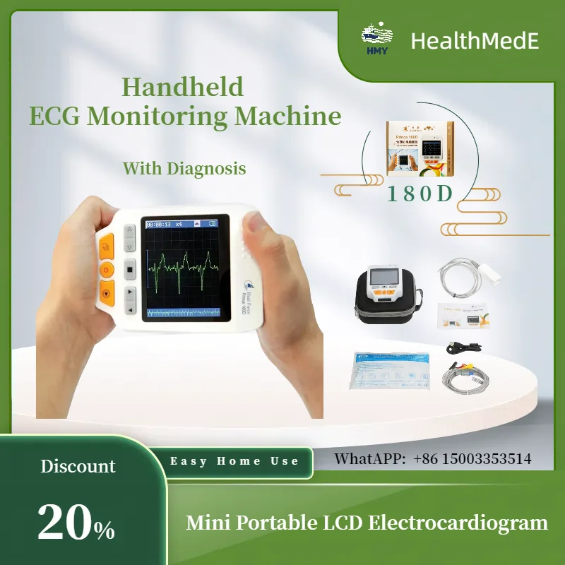 Heal Force Prince 180D Easy Handheld ECG Monitoring Machine Mini Portable LCD Electrocardiogram Heart Monitor Health Care