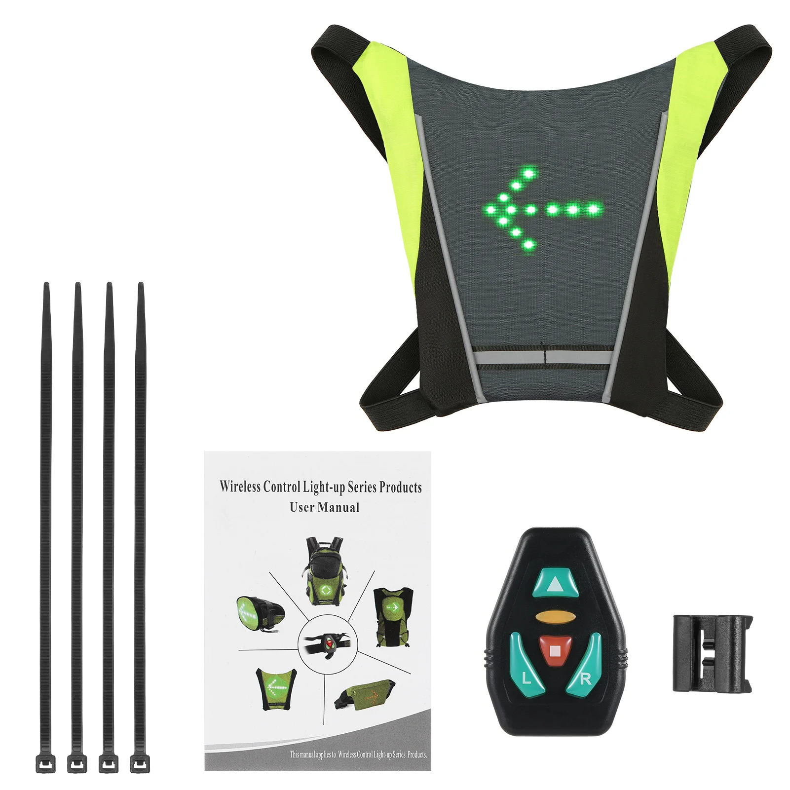 USB Rechargeable LED Turn Signal Reflective Bike Pack with Remote Control