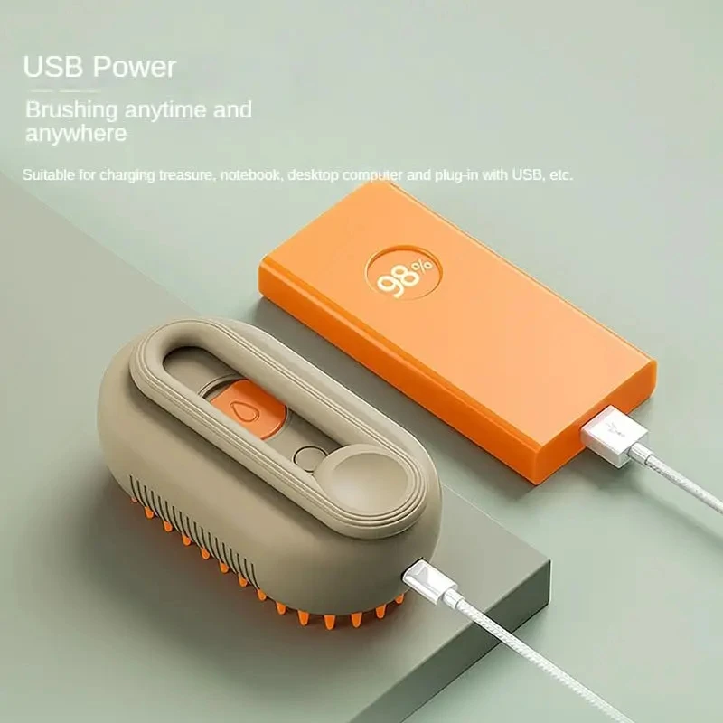 Steamy 3-in-1 Electric Pet Grooming Brush with Massaging Spray for Tangled & Loose Hair Removal