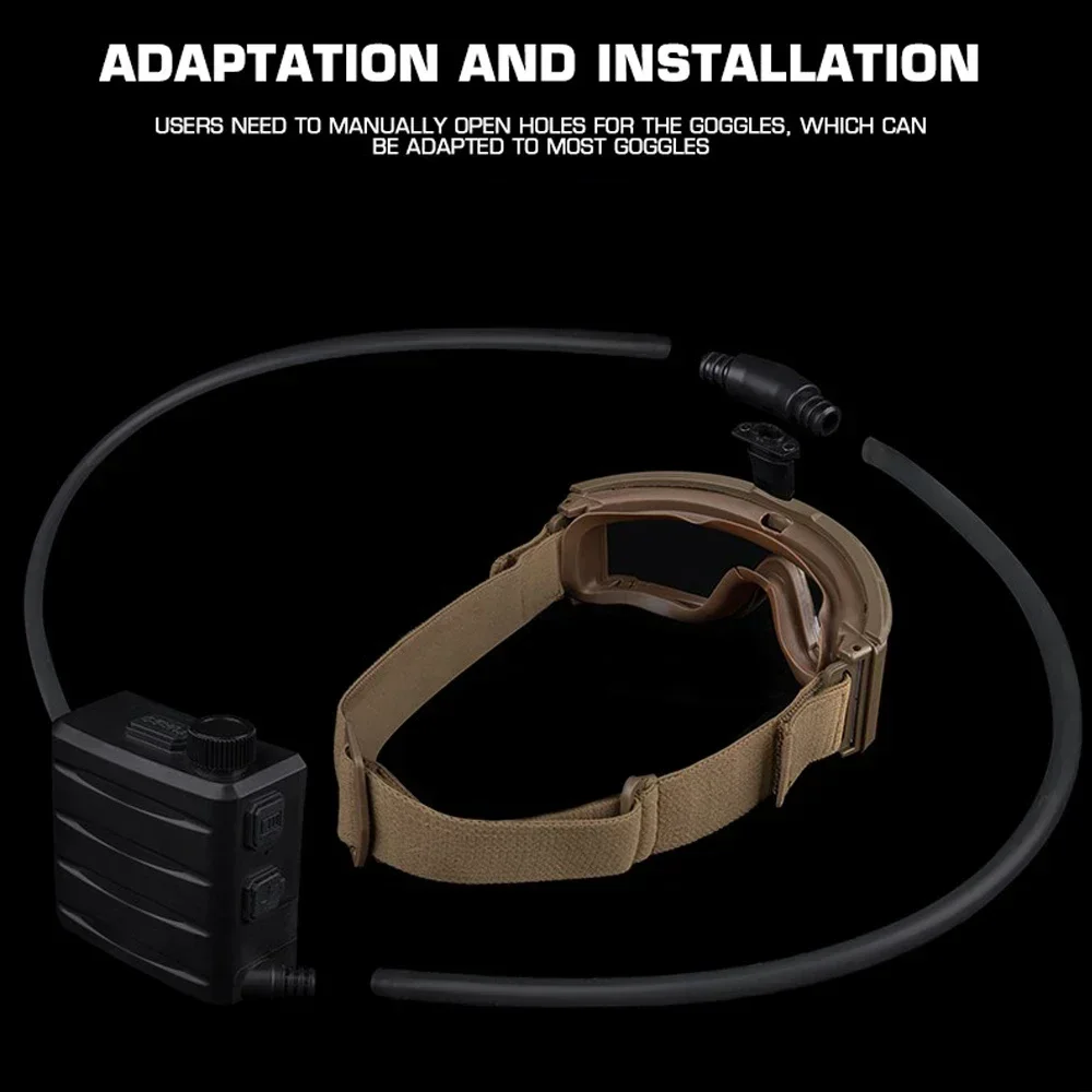 Tactical Goggles Defogger Outdoor Hunting Shooting CS Airsoft Games AntiFog Unit Adjustable Wind Speed Defogging Fan Kit tactical goggles defogging kit