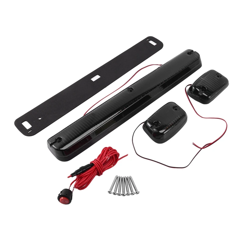 3Pc Fumo Cabina Tetto In Esecuzione Ambra Side Clearance Dome Luci A Led Per Chevy Silverado G/M C Sierra 07-13