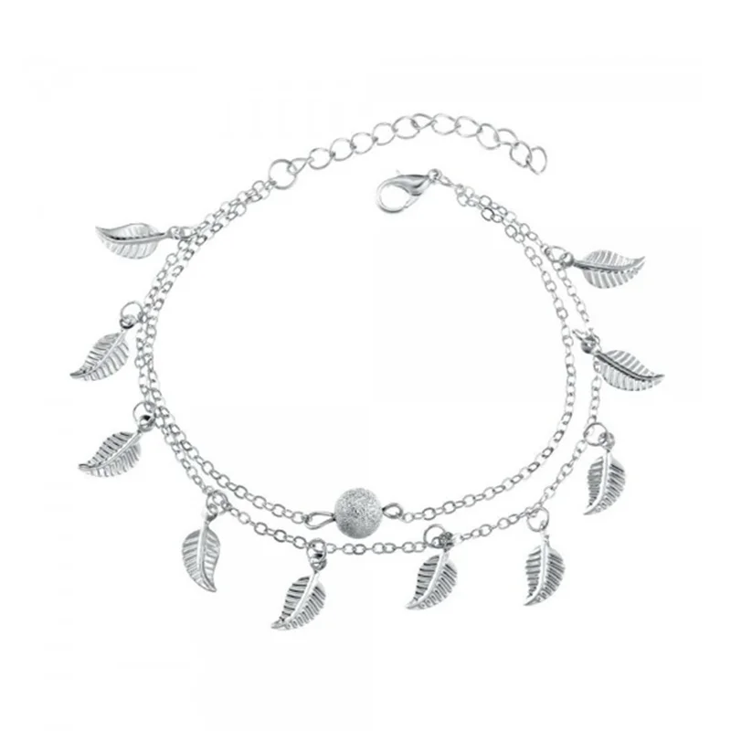 Ankle Chains Leaf Anklets Women Double Foot Chain Ankle Bracelets Bohemian Gold Color Leaves Anklet Jewelry Foot Summer Beach Gifts