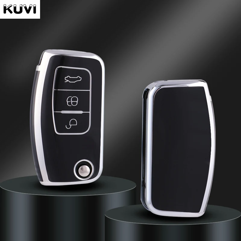 TPU Folding Car Key Cover Bag Shell Case Keychain Protector