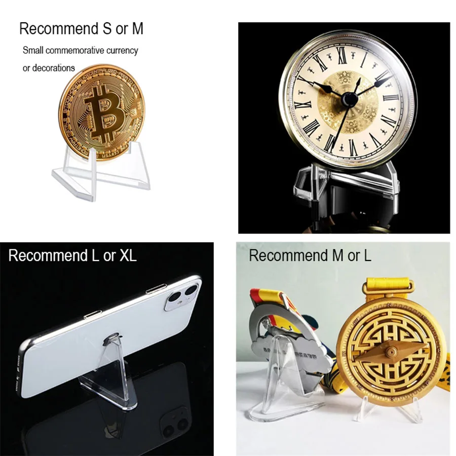 Acrylic Display Holder Transparent Triangle Commemorative Coin Small Photo Frame Anime Card Display Rack Phone Stand 10PCS