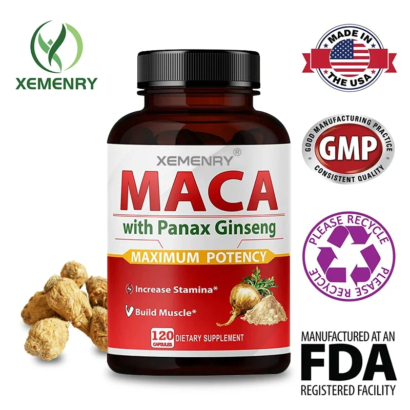 

Organic Maca Root - 120 Vegetarian Capsules Peruvian Maca Root Gel Pure Non-GMO Supports Reproductive Health Natural Energy
