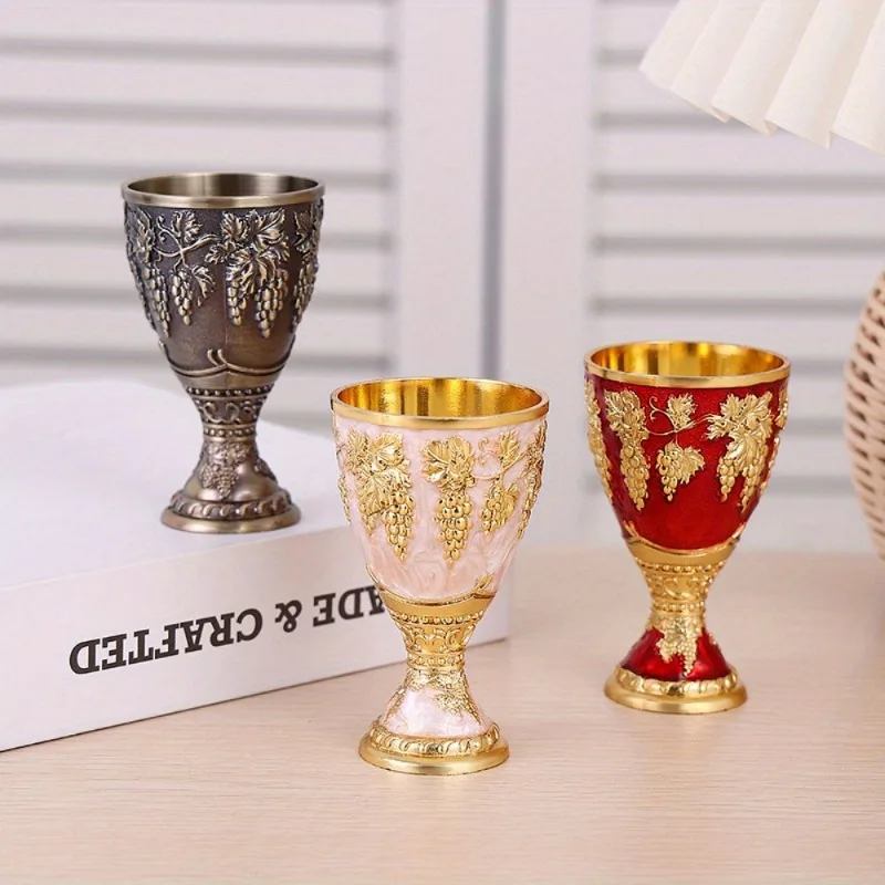Vintage Metal Embossed Wine Cup 1Pcs Creative Wine Cup Home Decor Glass for Party
