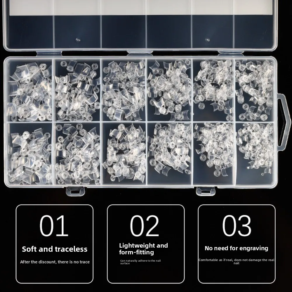 600pcs Ultra-Thin Short Nail Tips Short Square Coffin Almond Shape Clear Extension Half Cover False Tips No-Trace False Nails