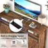 57” Wooden Farmhouse TV Stand for 60/65 inch TV,Double Layer Storage Entertainment Center TV Console Table,w Doubl 2