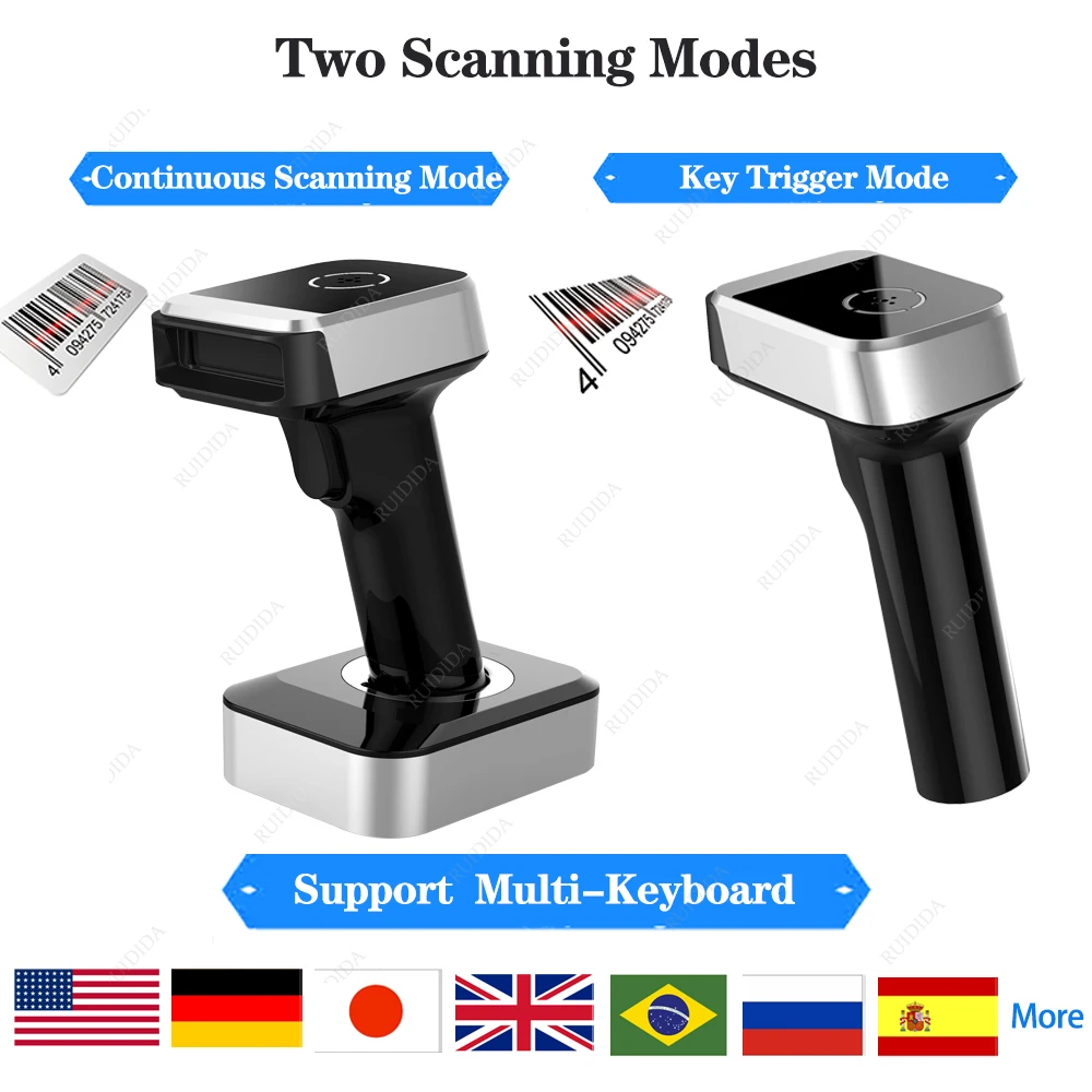 fast scanner Handheld Barcode Scanner Wireless Bluetooth Wired 1D 2D QR PDF417 DM Bar code Reader for iPad iPhone Android Tablets PC paper scanner Scanners