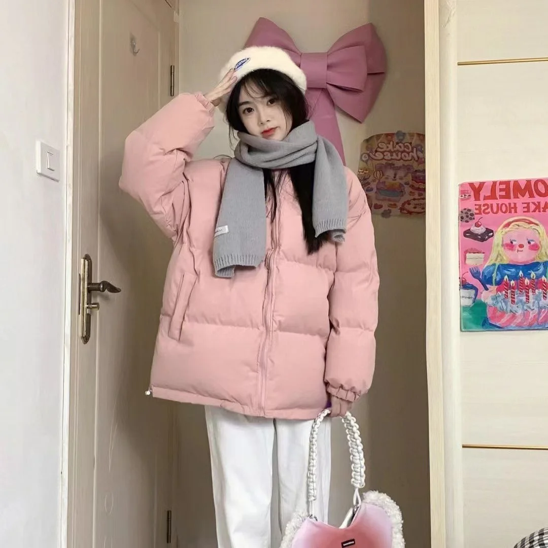 

Milky Breath Pink Thickened Down Cotton Coat Women's Cotton Coat Winter New Fashion Bread Coat Student Cotton Coat Tide