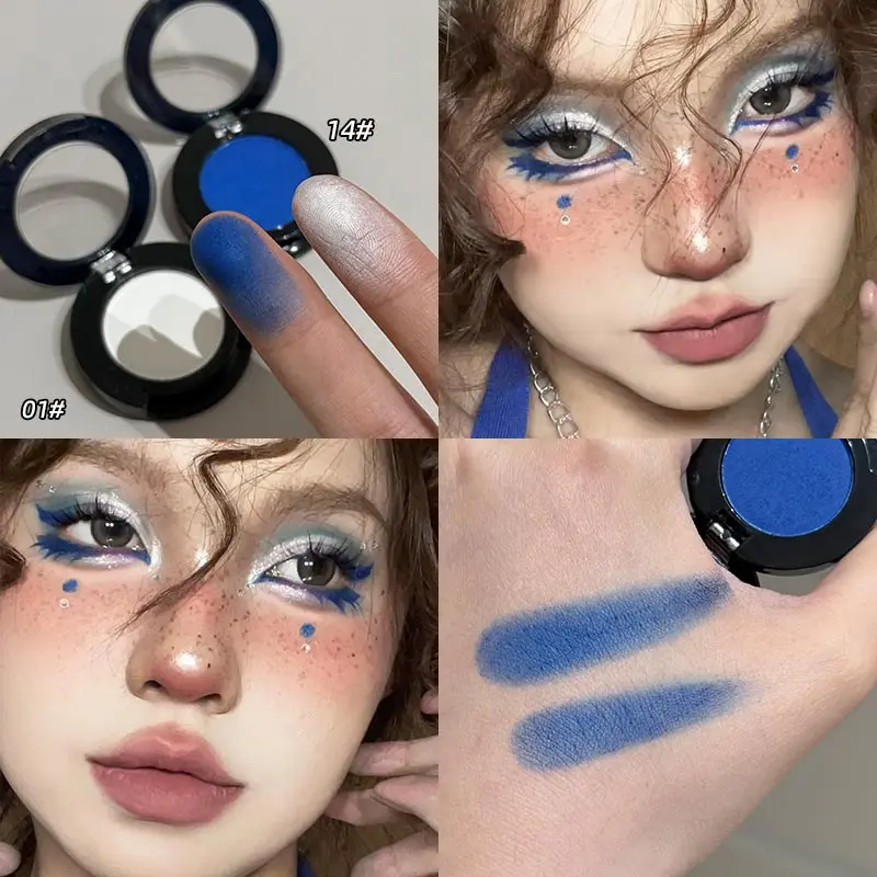 Punk Smoky Red Black Eye Shadow Palette Waterproof Gothic Matte Blue Eyeshadow Tray Women Halloween Eye Pigments Makeup Palette