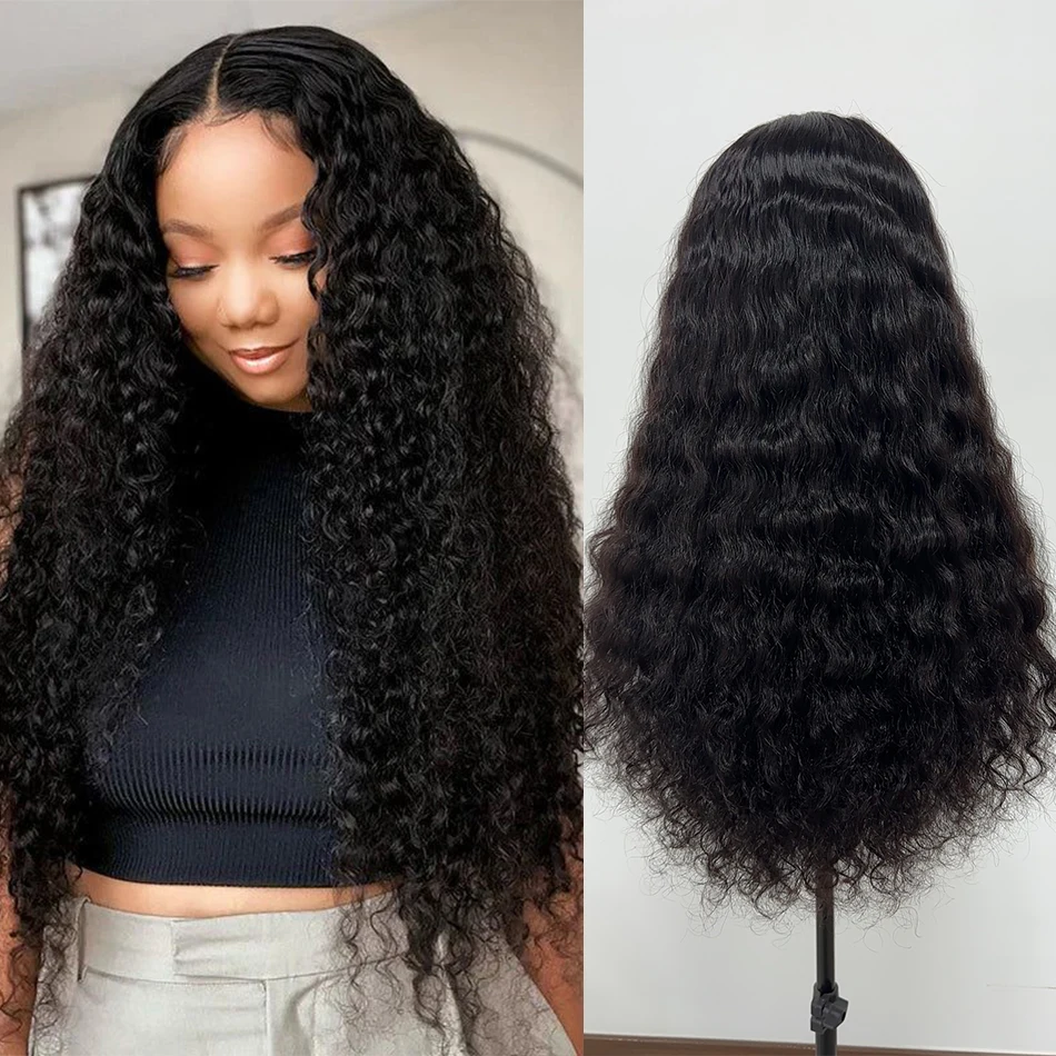 Parrucche Frontali HD in Pizzo 13x4 con Capelli Umani al 100% Effetto Bagnato e Ondulato, Densità 250, Onde Profonde, Pronte all'Uso, con Cordoncino - immagine 4