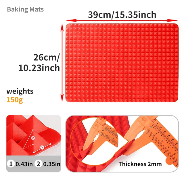 1 piece red pyramid silicone baking mat Non-stick bacon microwave baking tray Pastry mat Red barbecue grill mat Baking supplies 6