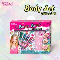 2024 Kids Makeup Set Body Art Tattoo Set Tattoo Pen Tattoo Stencil Gem Stickers Set  Kids Toys 1