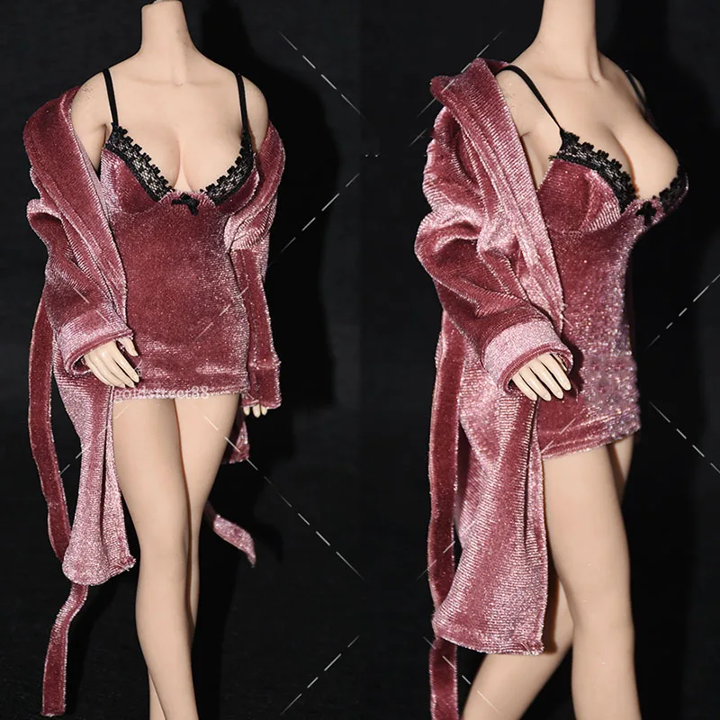 1/6 Scala Moda Donna Camicia Da Notte Da Donna Accappatoio Velluto Homewear Vestaglia Pigiameria Set Per 12 Pollici Action Figure