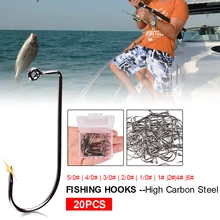 20Pcs Fishing Hooks High Carbon Steel 90 Degree Jig Fly Tying Strong Wire Fish Hooks for Outdoor Sea Fishing Hook Tackle Box