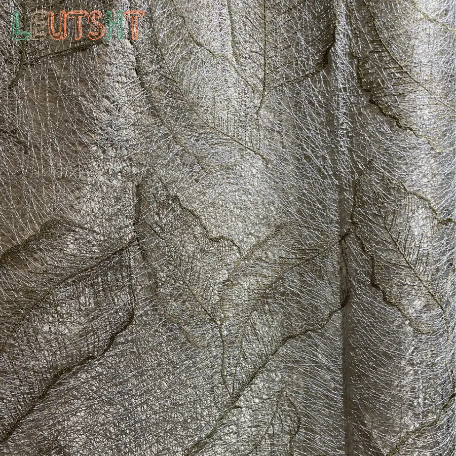 High-Grade Gold Leaf Bird's Nest Hollow Jacquard Sheer Curtains for Living Room Bedroom Luxury Gray Delicate Tulle Home Decor 3