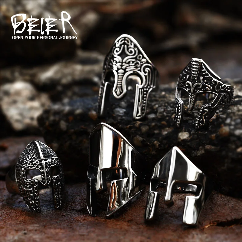 316L Stainless Steel Vintage Men Ring Ancient Warrior Roman Fashion Jewelry Gift LLBR8-609R stainless steel ring finger ring