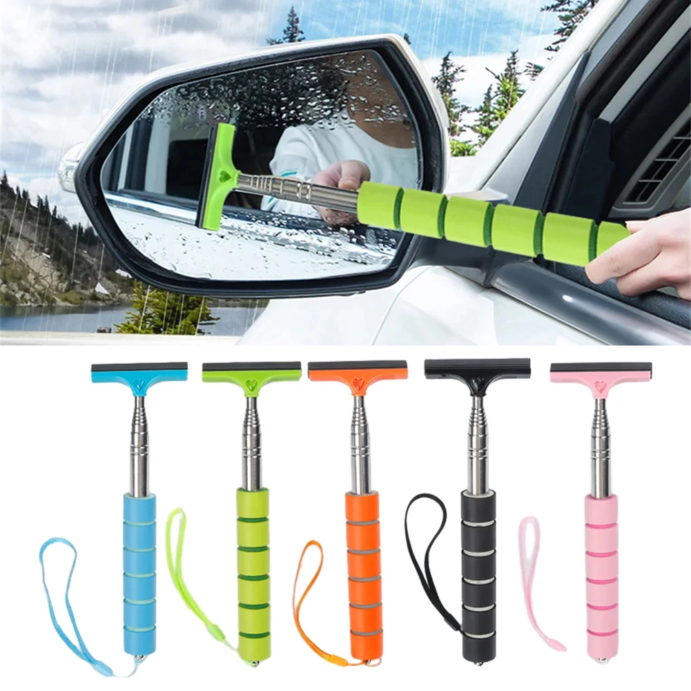 

Telescopic Car Rearview Side Mirror Squeegee Glass Cleaning Tool For Window Portable Cleaning Brush Handheld Wiper Scraper