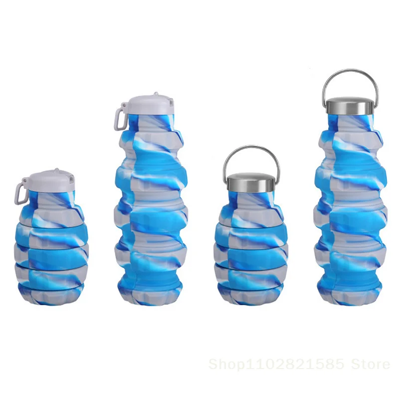 New Collapsible Food Grade Silicone Water Bottle BPA Free Silicone Bottle Portable Outdoor Mountaineering Travel Cup