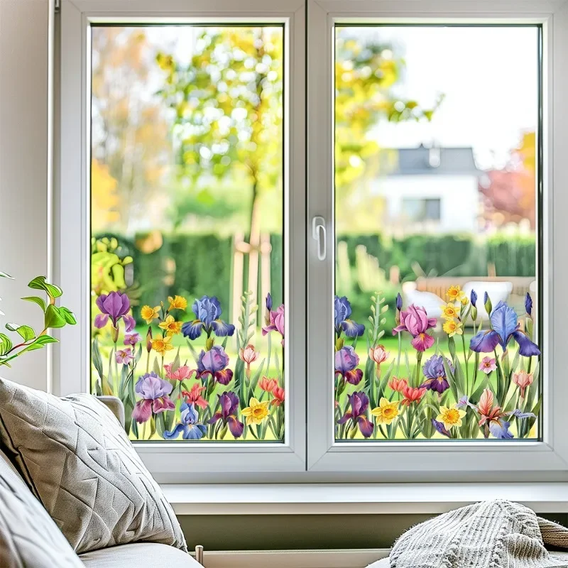 Flower Wall Decals Removable PVC Window Stickers for Home Decor Glass Mural Background Self-Adhesive VA-B099