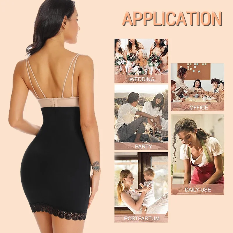 Vaslanda Women Half Slips for Under Dresses High Waisted Tummy Control Half Slip Underwear Smooth Body Shaper Underdress Skirt