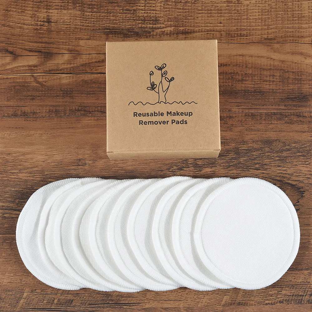 10Pcs Cotton Bamboo Makeup Remover Reusable Washable Rounds Clean Facial Makeup Tools
