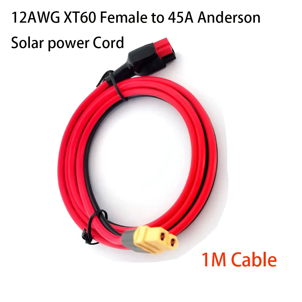XT60H-F to 45A Anderson Plug Cable XT60 Female to Anderson Solar Power Cord Adapter Cable 12AWG Tinned Copper Power 1M solar panel connector cable
