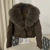 Down Jacket Women Short Puffer Jacket Thick New Big Natural Real Fox Fur Coat  Autumn Winter Female White Duck Down Coat Feather 2