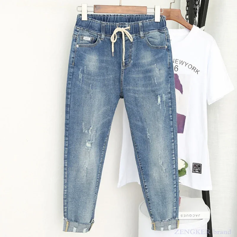 Spring-summer-plus-size-jeans-women-s-stretch-fat-sister-nine-point ...