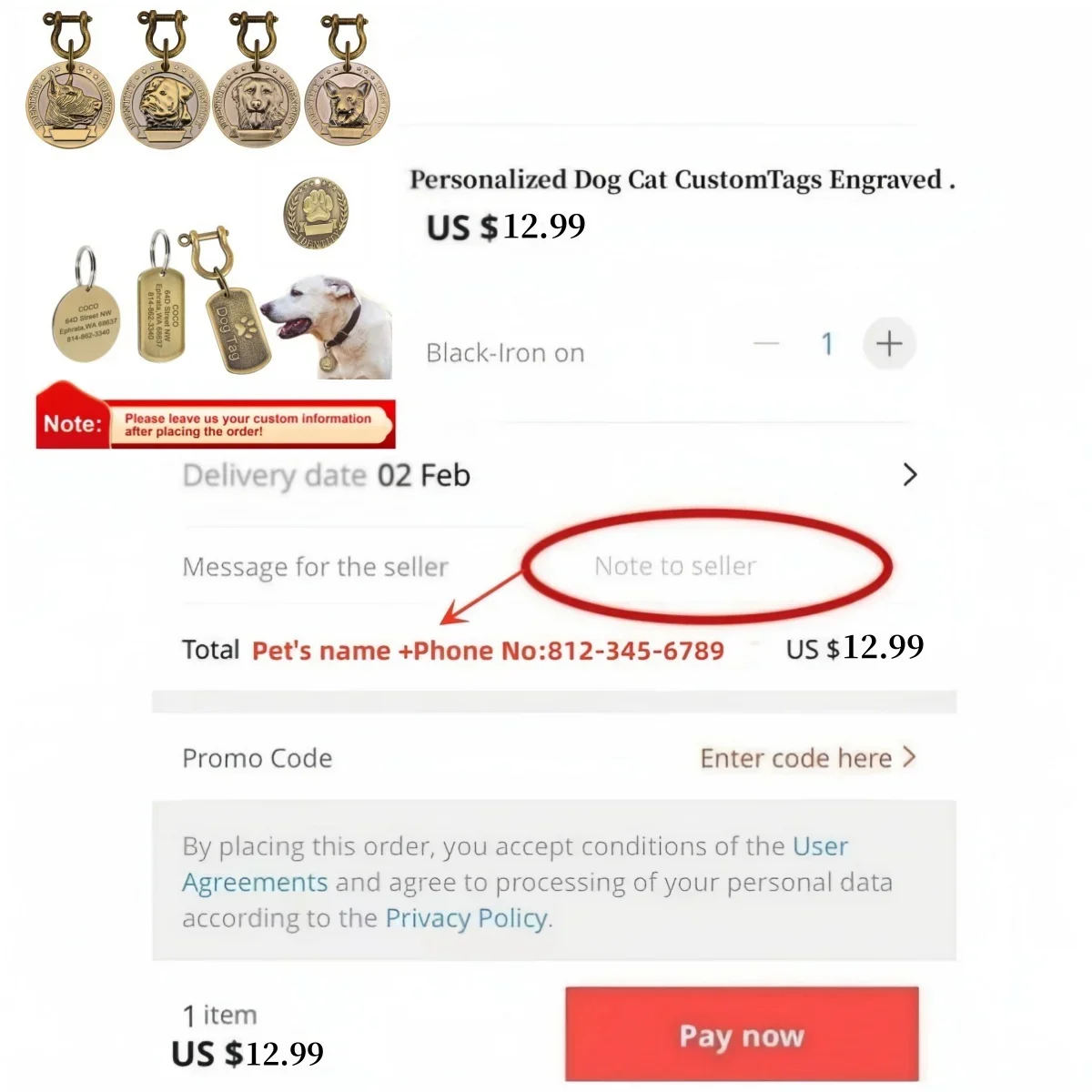 VIP Custom Engraved Pet ID Tag – Bronz 3