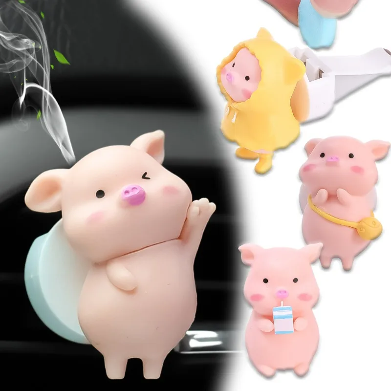 

Car Vent Aromatherapy Clip with Fragrant Tablet Car Air Conditioning Outlet Cartoon Pig DIY Decoration Accessories Air Freshener