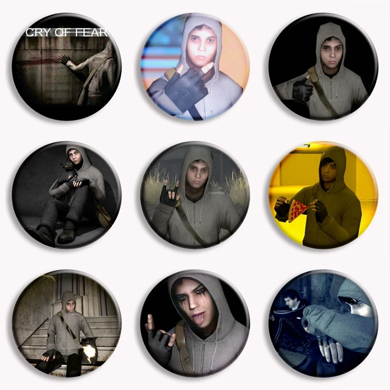 

58 мм Горячая игра плач страха булавка для кнопки Simon Henriksson кошка брошь творческий милый художественный значок для рюкзака коллекционный подарок