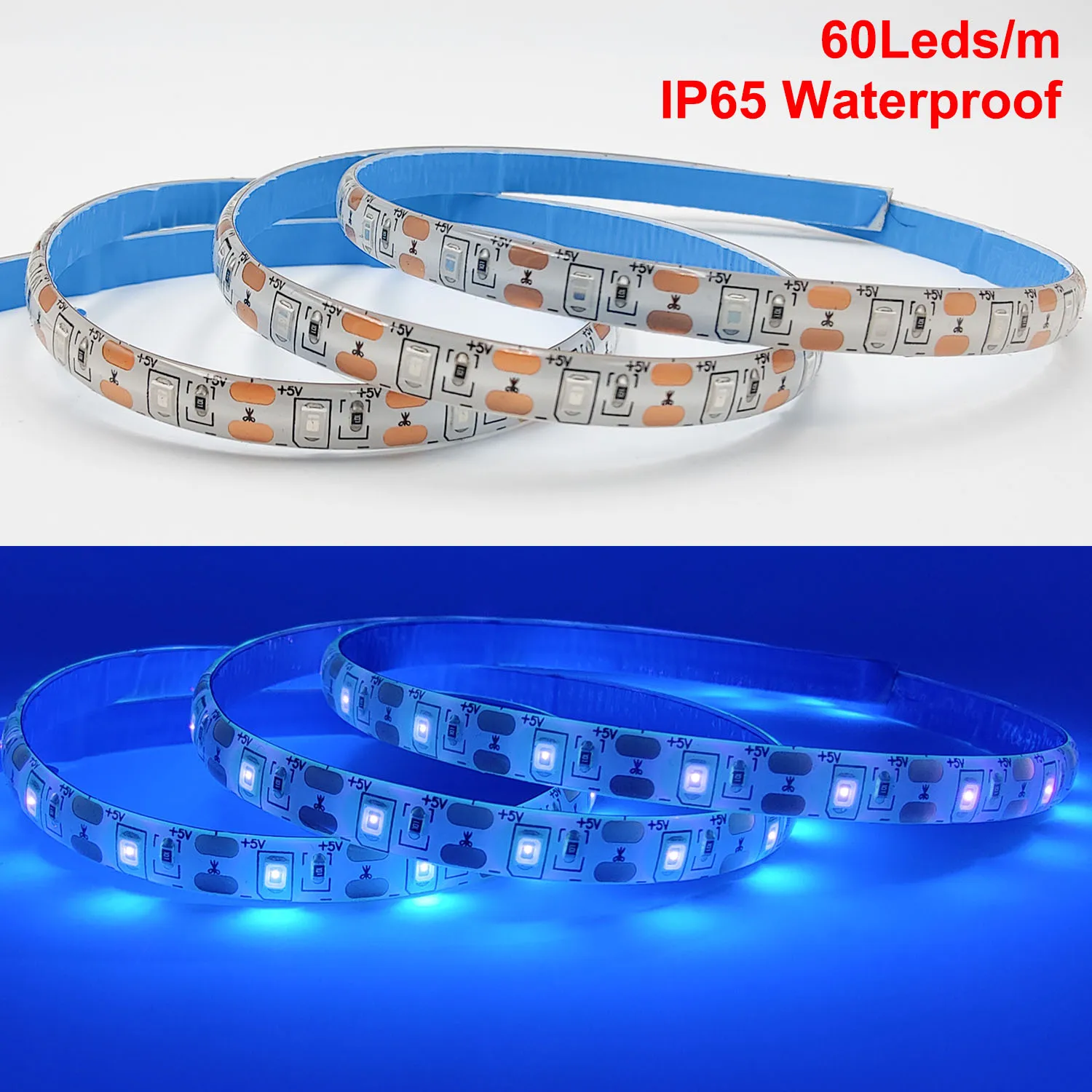 5M Ruban Led 12V Flexible Bande Led Néon Lumière Bleue Étanche Ip65 120