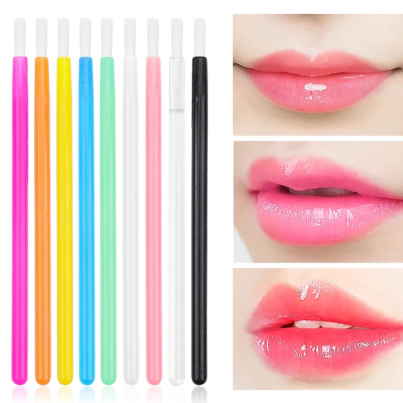 50pcs Disposable Nylon Lip Glossy Brush Lipstick Gloss Wands Applicator Eyeshadow Eyebrow Makeup Brushes Cosmetic Beauty Tools