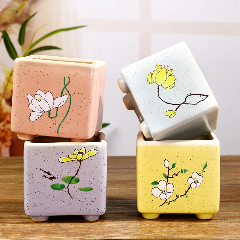 

Painted Ceramic Flower Pot Planter Succulent Plant Pot Home Decor Vase Office Decoration Ornament Gardening Pot