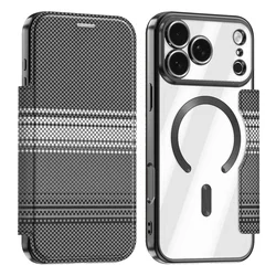 Luxury Carbon Fiber Texture Flip Leather Wallet Magnetic Case with Card Holder - iPhone 14 Pro (Black CX)