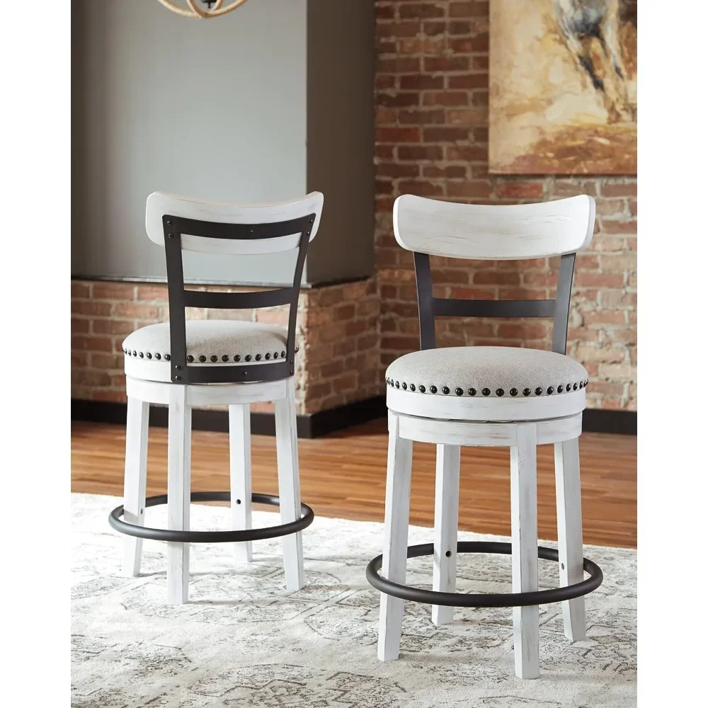 Bar Chair, 24.5 Modern Swivel Pub Bars Stools with Wood Back, Counter Height Cushion Stools, Bar Chair