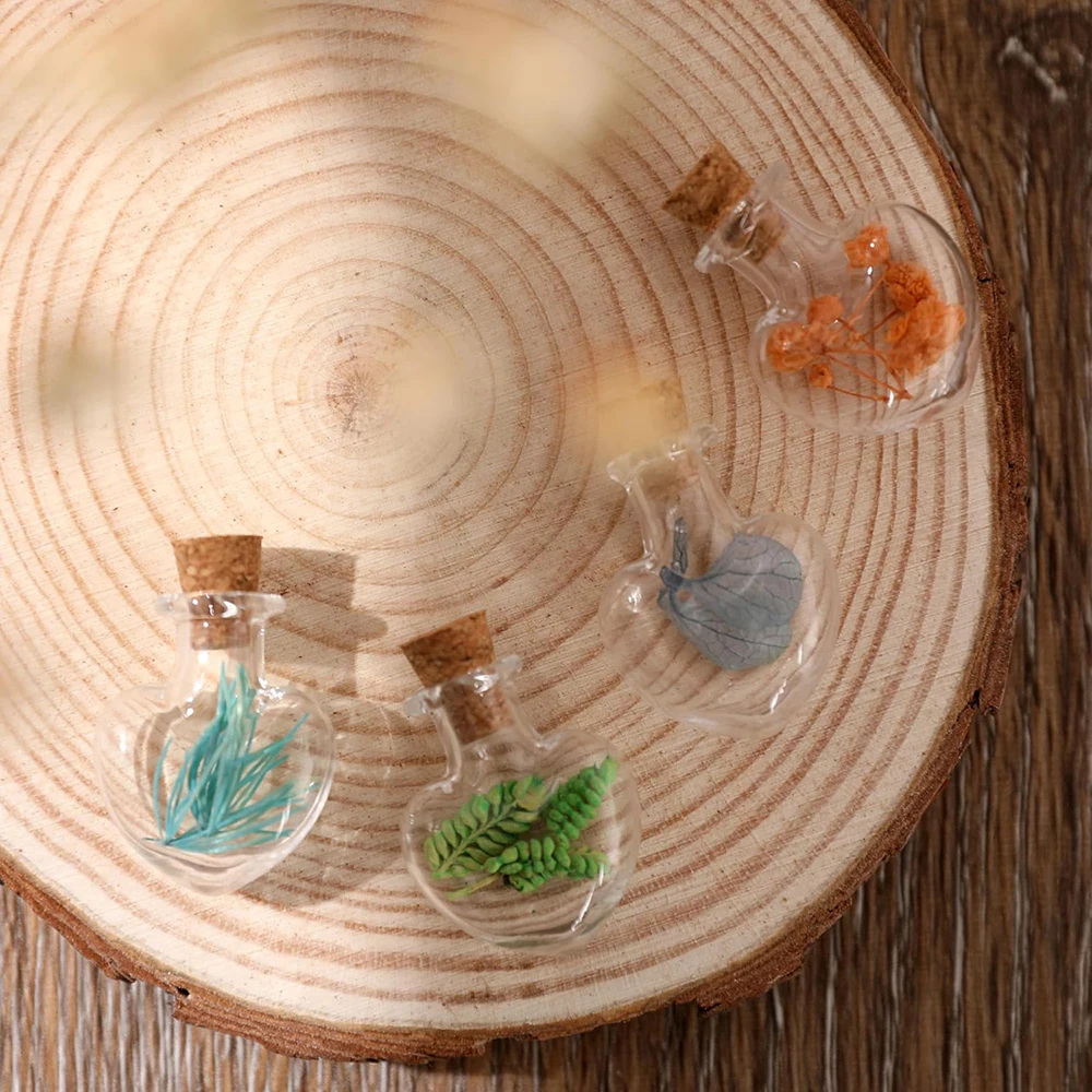 12 Pieces Mini Glass Bottle Cute Jars Vials with cork Wish Bottle glass vial pendant (Love Heart) 5