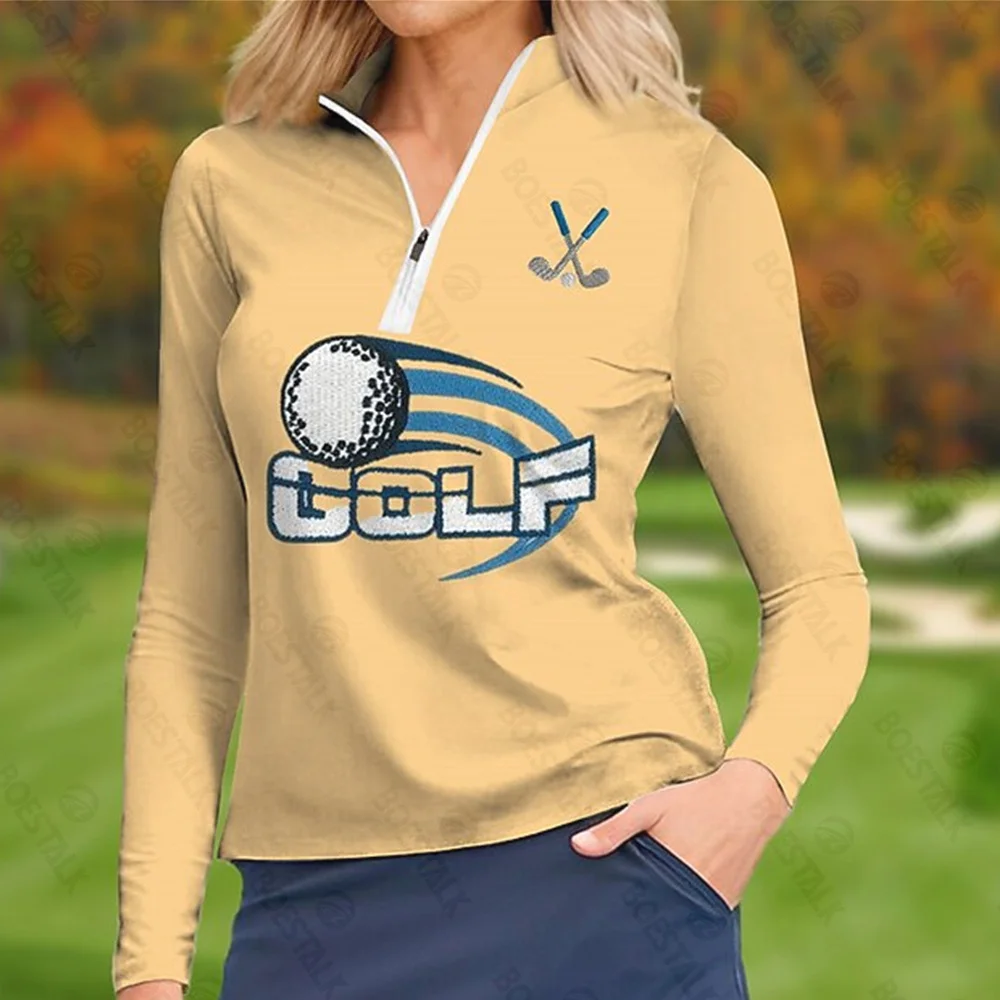2024 new ladies' long-sleeved golf Polo shirt jersey quick-drying, breathable, wrinkle-resistant and moisture-absorbing jersey