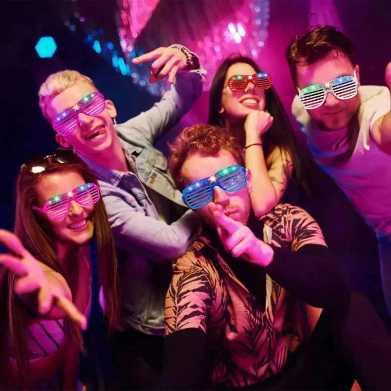 10PCS Neon Colours Eyeshade Lampshade Luminous LED Glow Glasses Christmas Party Mardi Gras Decoration Party Glasses Supplies glow glasses