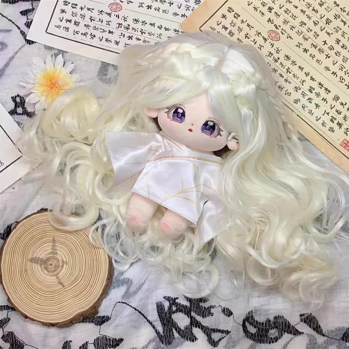 60 cm leaf lorry doll wig night loli fairy clothes ice spirit princess hair set hair long straight curly